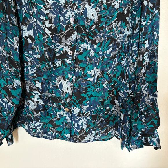 Rena Rowan Womens Size 18W Button Up Shirt 100% Silk Vintage Floral Top Career - Picture 4 of 12